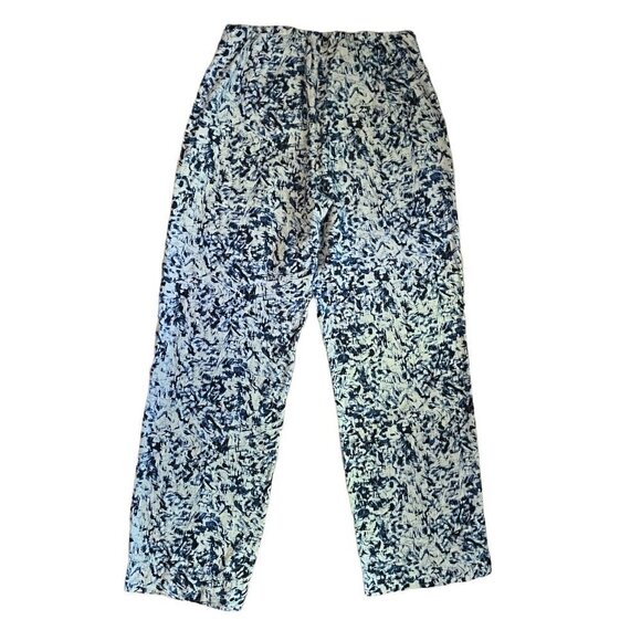 J Jill Linen Pant Womens Sz 6 Tan Indigo Blue Dyed Boho Coastal Beach High Waist - Picture 4 of 7